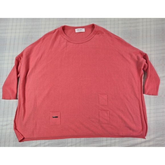 Mer Sea Sweaters - Mersea Womens Catalina Traveler Knit Sweater Side Splits Coral Pink OS